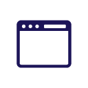 Icon of a browser window in brand blue.