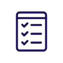 Icon of checklist in brand blue.