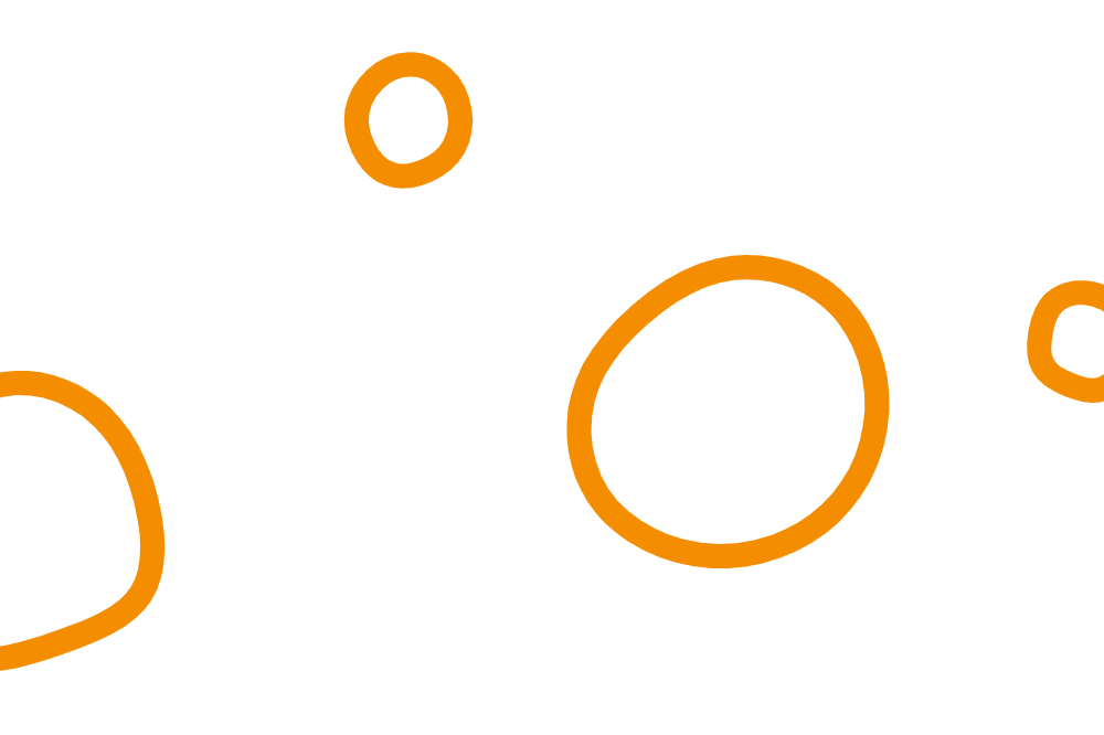 Illustration of circular blob outlines in orange.
